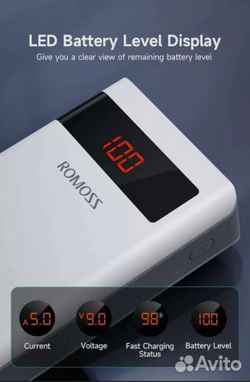 Romoss Power Bank Sence 8ps pro-pd30W; 30.000mAh