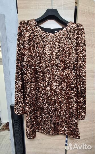 Платье золотое с пайетками женское H&M размер хл