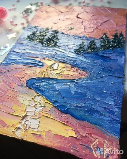 Картина маслом пейзаж подарок на новый год