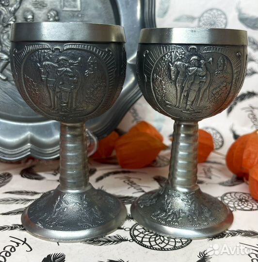 Бокалы фужеры олово винтаж оловянный бокал
