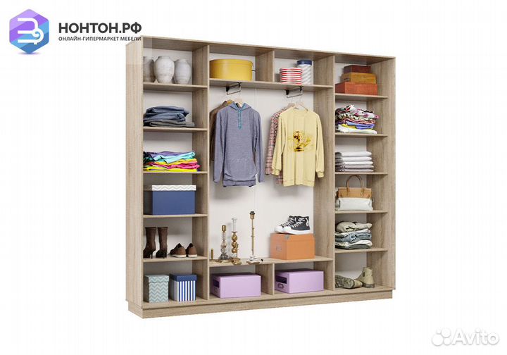 Шкаф-купе трёхдверный Электра с 2 зеркалами дуб со