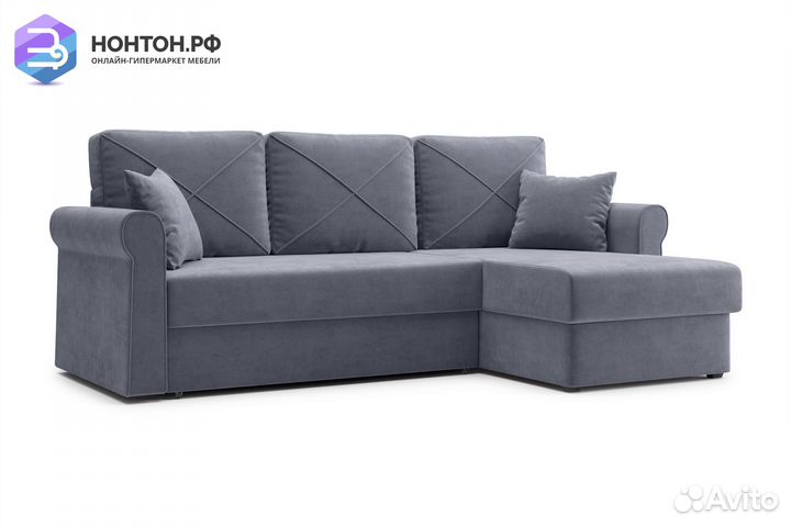 Диван угловой дельфин Лира темно-серый