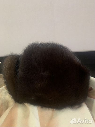 Шапка-ушанка норковая с кожей 56 - 58 размера