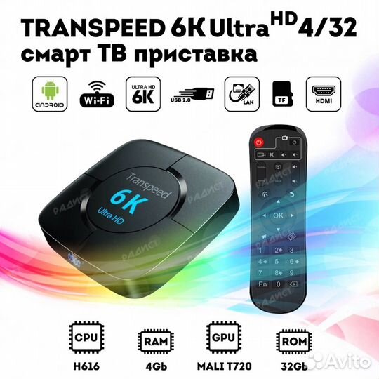 Андроид Тв приставка Transpeed 6k ultra