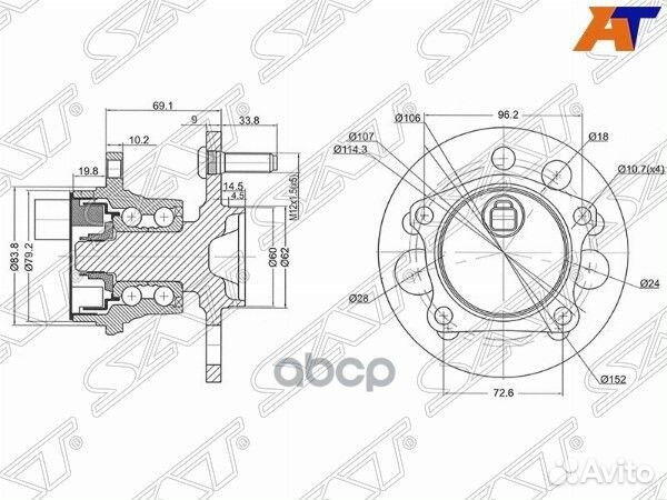 Ступичный узел задн. toyota gaia/ipsum/nadia/PI