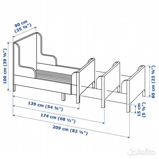 Кровать и комод IKEA Busunge