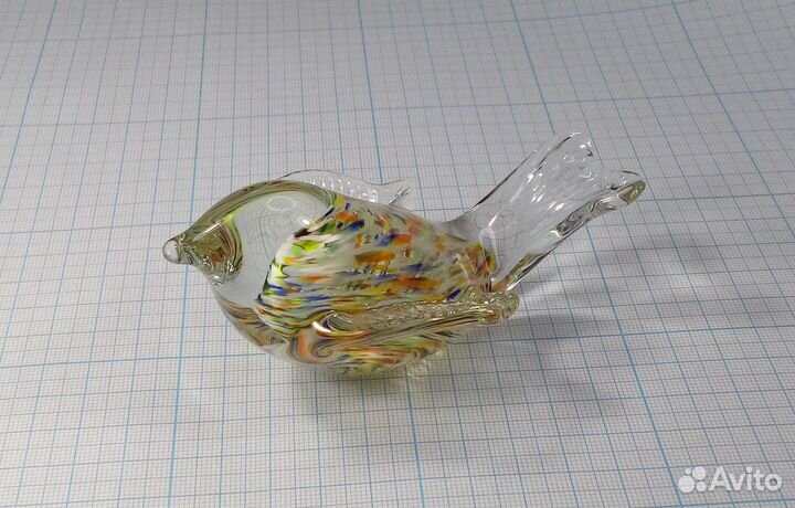 Стеклянная фигурка Птица птичка Цветное стекло