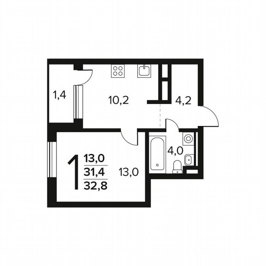1-к. квартира, 32,8 м², 6/7 эт.