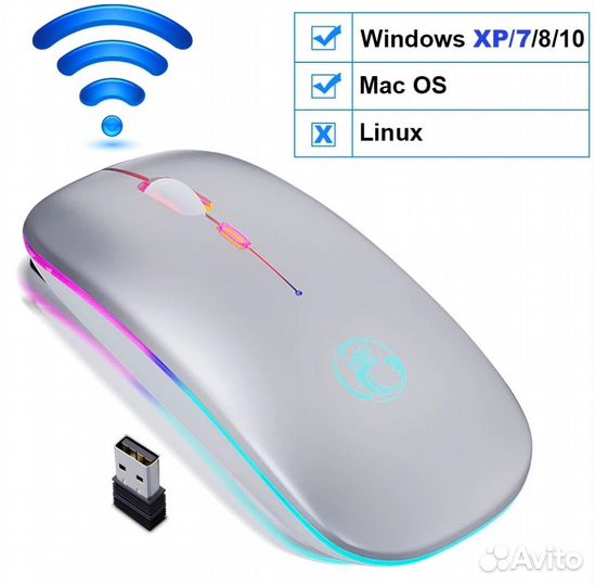 Мышь компьютерная беспроводная, USB, с RGB-подсвет