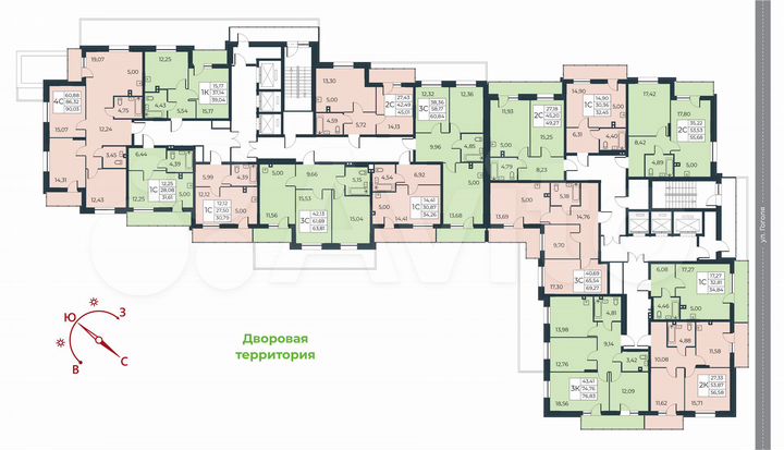 3-к. квартира, 60,8 м², 14/25 эт.