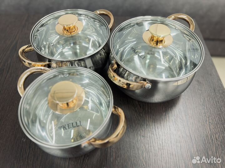 Кастрюля набор нержавеющая сталь новая