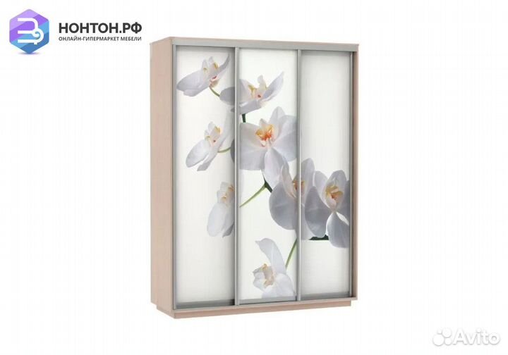 Шкаф-купе Нонтон 3-дверный дуб молочный / орхидея