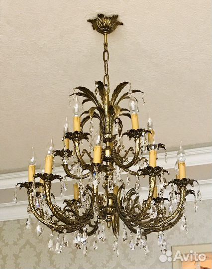Люстра премиум бронзовая с хрусталем Испания