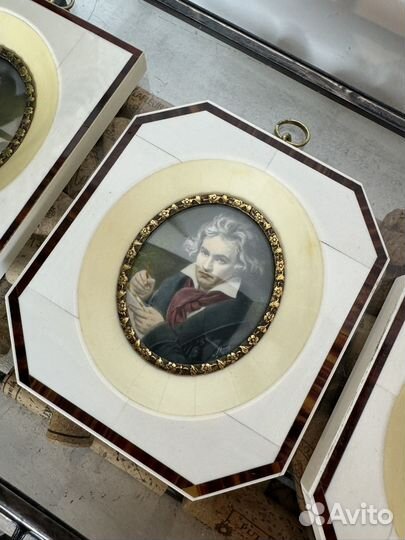 Музыка Картина портрет миниатюра кость живопись