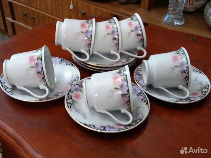 Кофейные чашки фарфор Китай 1980г 6 пар