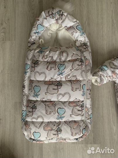 Комплект конверт на выписку комбинезон