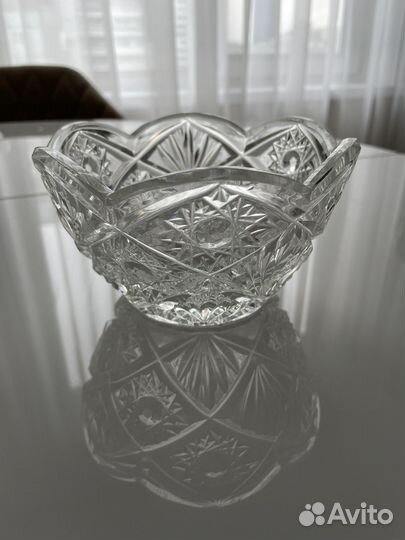 Хрустальная ваза диаметр 14 см