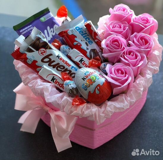 Подарок сердце букет на 14 февраля 8 марта