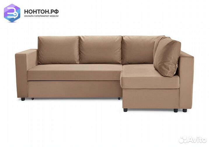 Диван угловой дельфин Мансберг лайт темно-бежевый