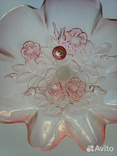 Конфетница Суданская роза цветное стекло Германия