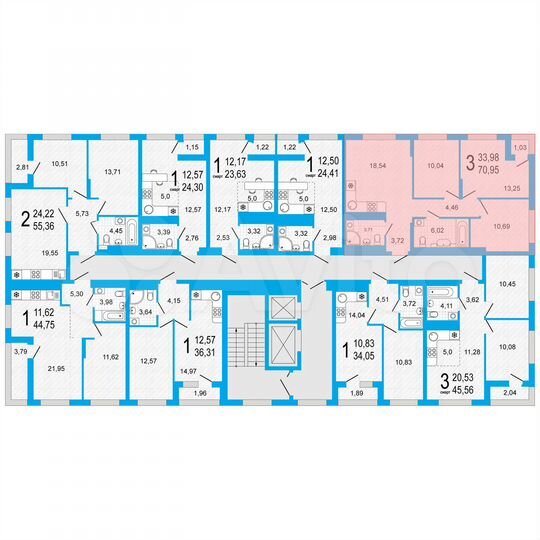 3-к. квартира, 71 м², 8/22 эт.