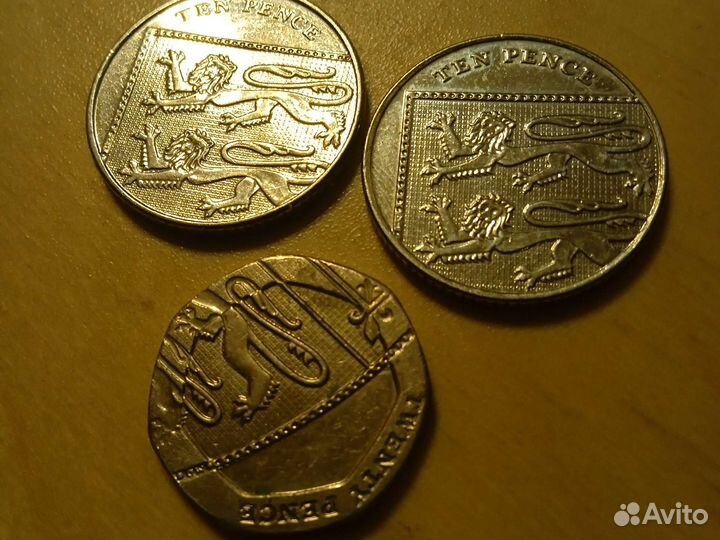 10 и 20 пенсов 2015, 10 пенсов 2014 Британия