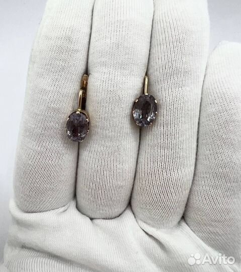 Золотые серьги советские с александритом