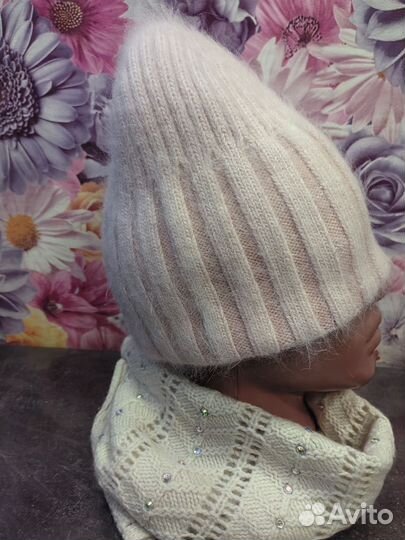 Шапка зимняя женская вязанная