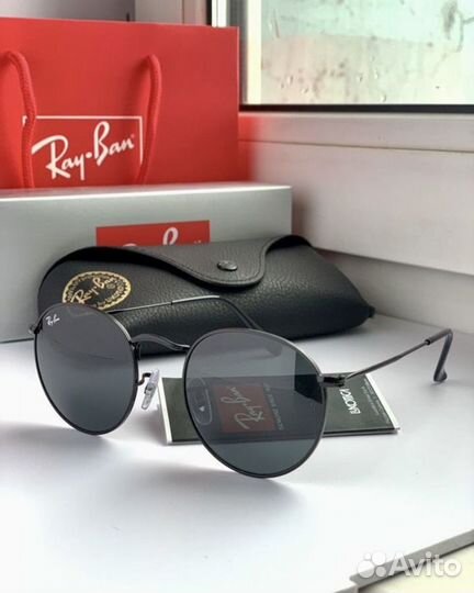 Очки ray ban round metal черные