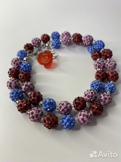 Разноцветные бусы шамбала 49 см