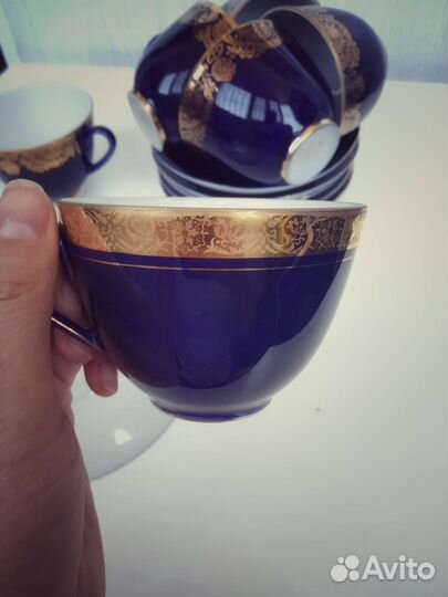 Чайная пара лфз кобальт СССР сервиз
