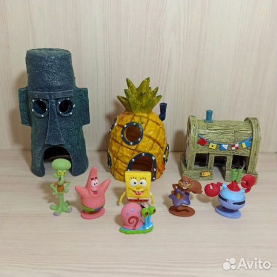 Декорации для аквариума домики губка боб