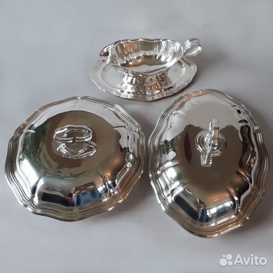 Соусник и блюда посеребренные F.W.Quist