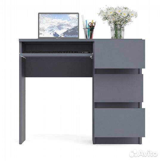 Стол компьютерный три ящика Мори мс-6 правый цвет графит, шхгхв 90х50х76,6 см, ящики справа, не унив
