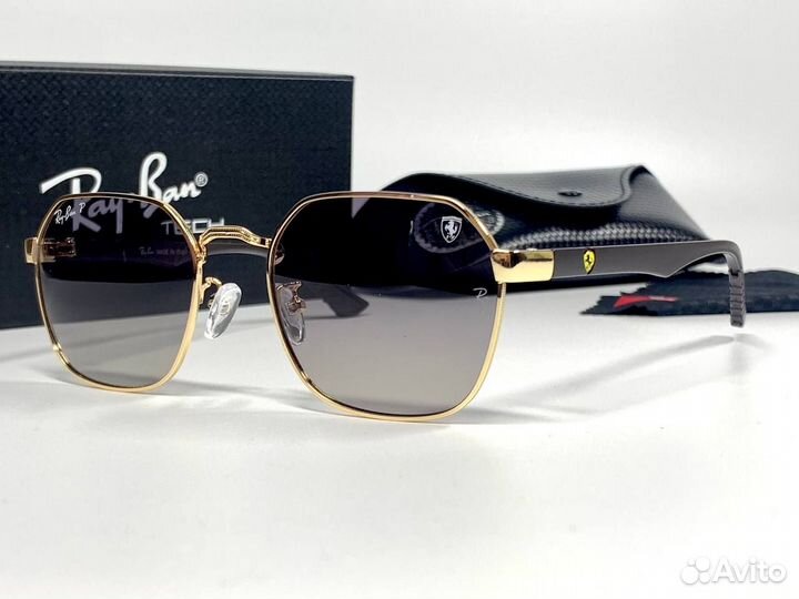 Очки Ray Ban ferrari золотые