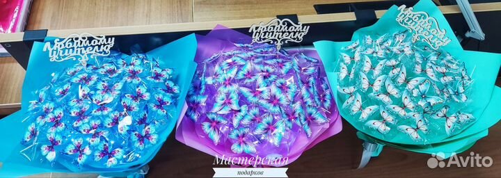 Букеты из бабочек на свадьбу, учителям, любимым