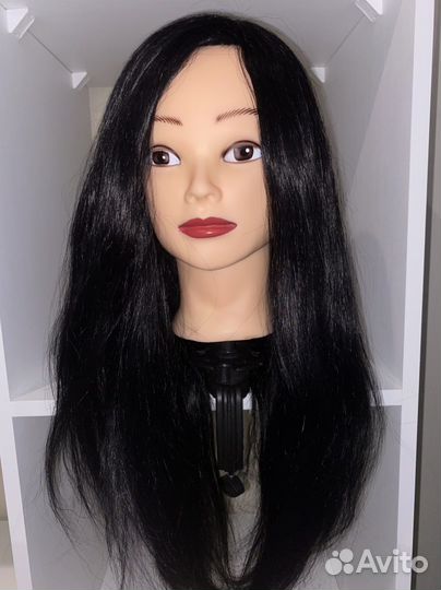 Манекен голова для причесок натуральные волосы