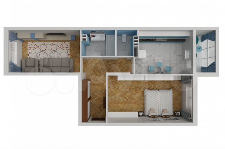 2-к. квартира, 57 м², 4/9 эт.