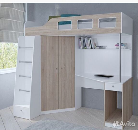 Кровать чердак Астра 7 Белый/Сонома