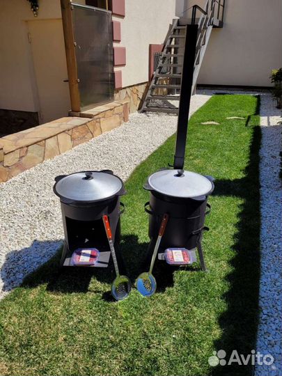 Казан с печкой и шумовка