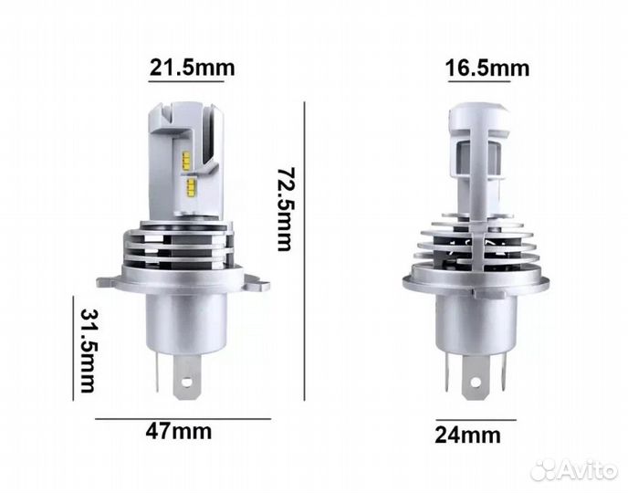 Лампы светодиодные LED M3 цоколь H4 55W