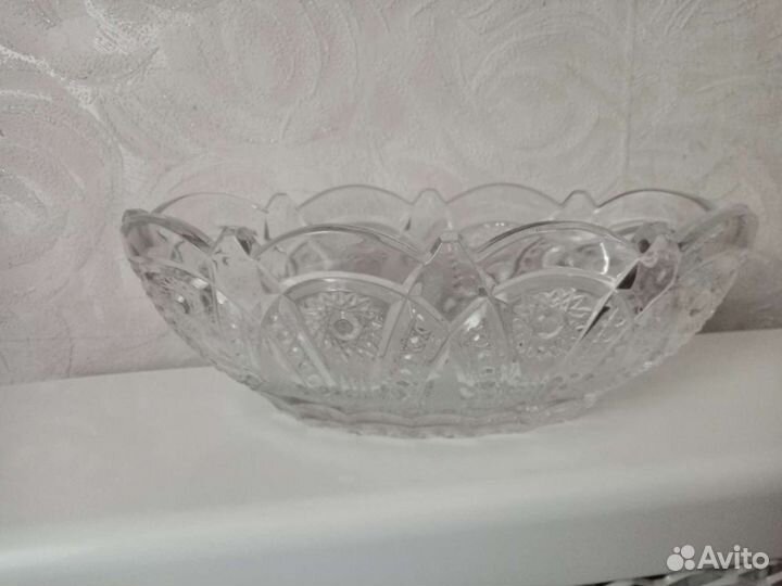 Хрустальная ваза ладья СССР