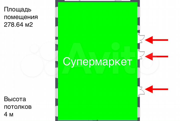Пригород Лесное аренда под супермаркет 278.64 м²