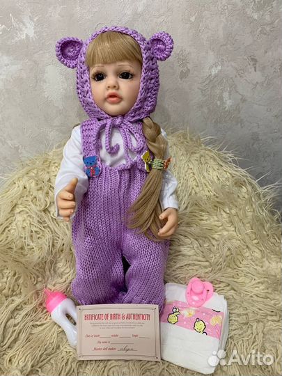 Кукла реборн 60-65см в вязаном костюме