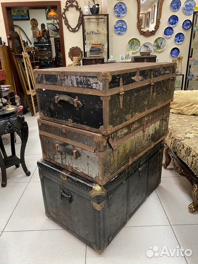 Антикварные сундуки дорожные Америка 19 в