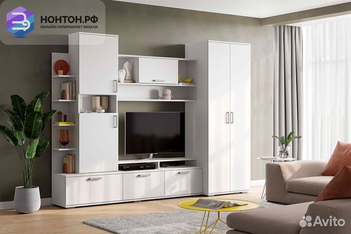 Стенка Денвер белый текстурный