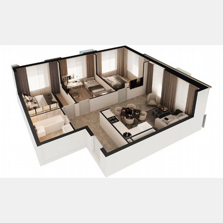 3-к. апартаменты, 65,3 м², 11/30 эт.