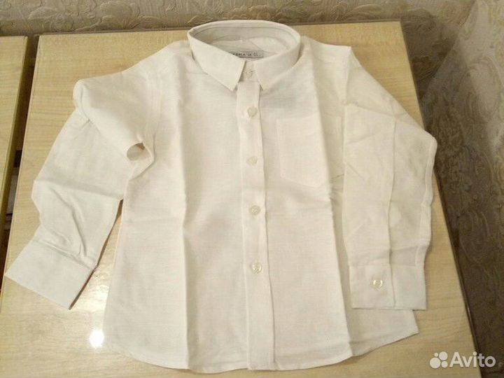 Рубашка льняная белая рост 98-104
