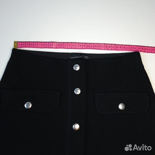 Zara мини юбка трикотажная с имитацией кармашков