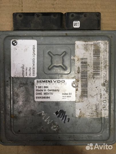 Эбу BMW 5 E60 3.0 N52B30 siemens 5WK98